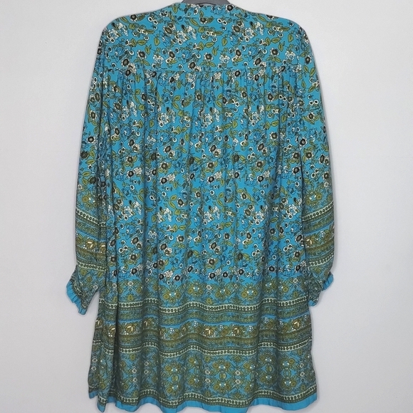 Natural Life Dara Mini Dress Size L Long Sleeve Floral Rayon Boho - Picture 6 of 10